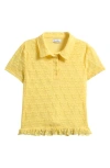 Love, Fire Kids' Ruffle Hem Lace Polo In Yellow