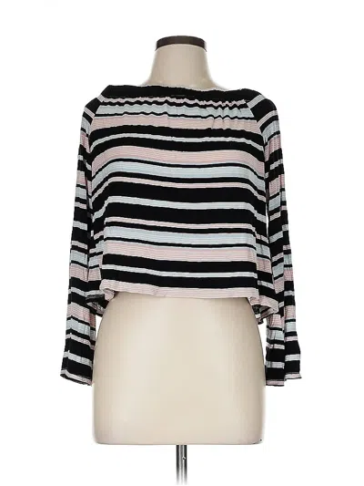 Pre-owned Love, Fire Long Sleeve Blouse In Black