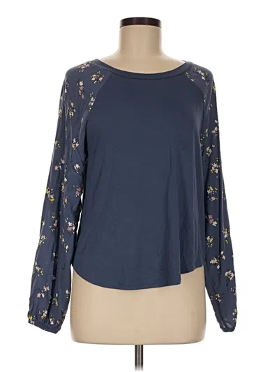 Pre-owned Love, Fire Long Sleeve Blouse In Blue