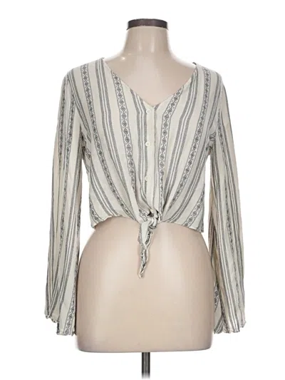 Pre-owned Love, Fire Long Sleeve Blouse In Gray