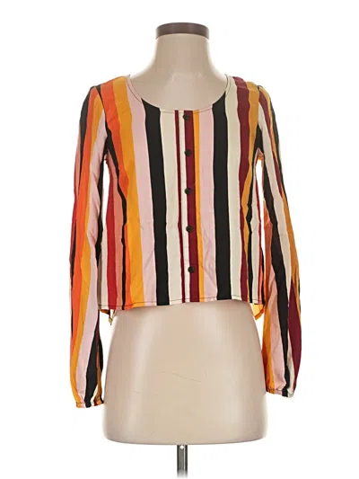Pre-owned Love, Fire Long Sleeve Blouse In Orange