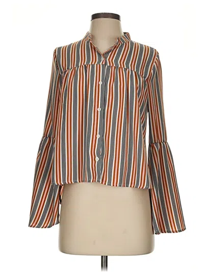 Pre-owned Love, Fire Long Sleeve Blouse In Orange