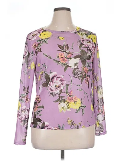 Pre-owned Love, Fire Long Sleeve Blouse In Purple