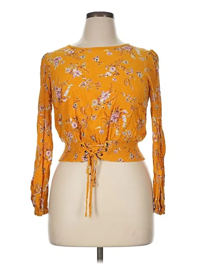 Pre-owned Love, Fire Long Sleeve Blouse In Yellow