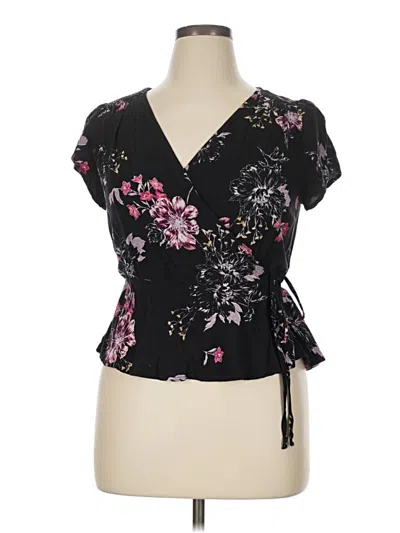 Pre-owned Love, Fire Short Sleeve Blouse In Black
