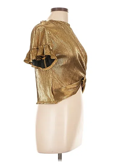 Pre-owned Love, Fire Short Sleeve Blouse In Gold