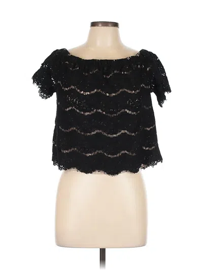 Pre-owned Love, Fire Short Sleeve Top Black Off The Shoulder Neckline Tops