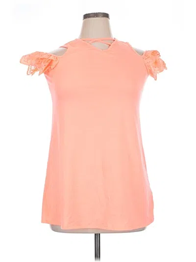 Pre-owned Love, Fire Short Sleeve Top Orange Cold Shoulder Neckline Tops
