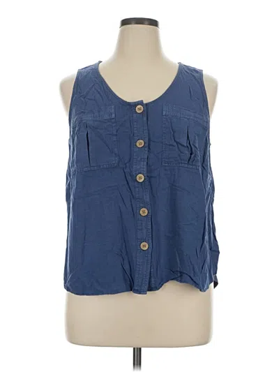 Pre-owned Love, Fire Sleeveless Button Down Shirt In Blue