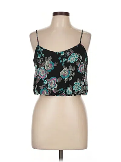 Pre-owned Love, Fire Sleeveless Top Black Floral Pattern Sweetheart Neckline Tops