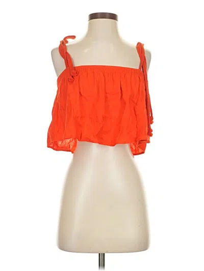 Pre-owned Love, Fire Tank Top Orange Strapless Neckline Tops