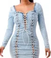 Love Highlight Highlight Denim Mini Dress In Stone Wash In Animal Print