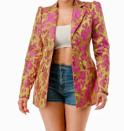 Love Highlight Opulent Bloom Blazer In Pink/green