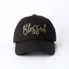 Love In Faith Women's Leopard "blessed" Embroidered Baseball Cap In Black In Black