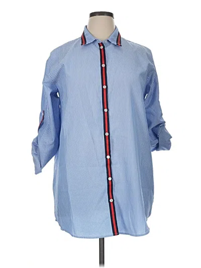 Pre-owned Love J 3/4 Sleeve Button Down Shirt In Blue