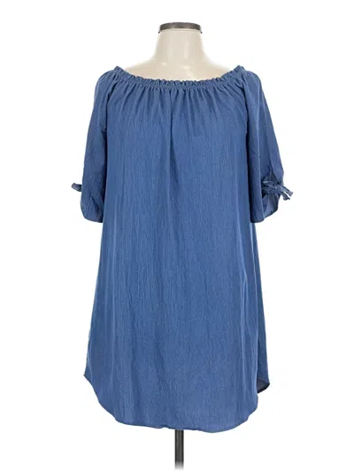 Pre-owned Love J 3/4 Sleeve Top Blue Off The Shoulder Neckline Tops