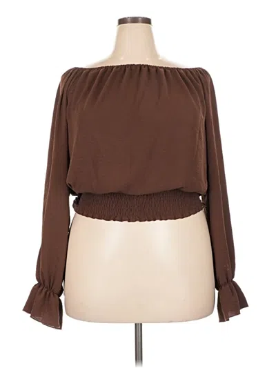Pre-owned Love J Long Sleeve Blouse In Brown