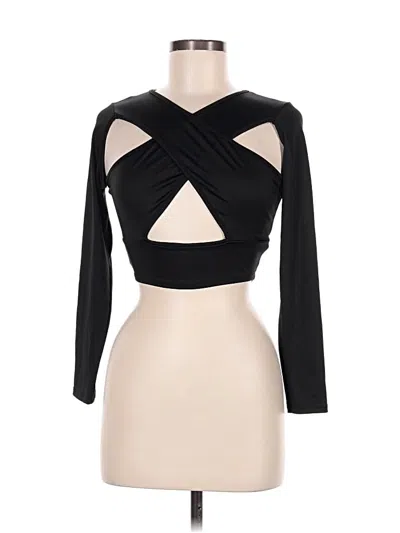 Pre-owned Love J Long Sleeve Top Black Keyhole Neckline Tops