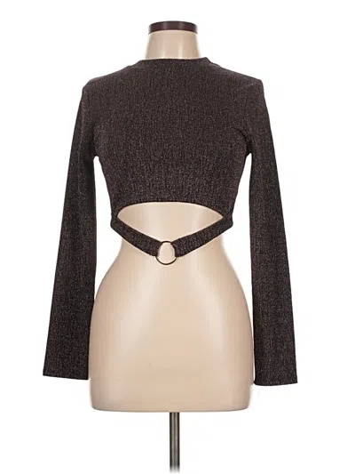 Pre-owned Love J Long Sleeve Top Brown Keyhole Neckline Tops