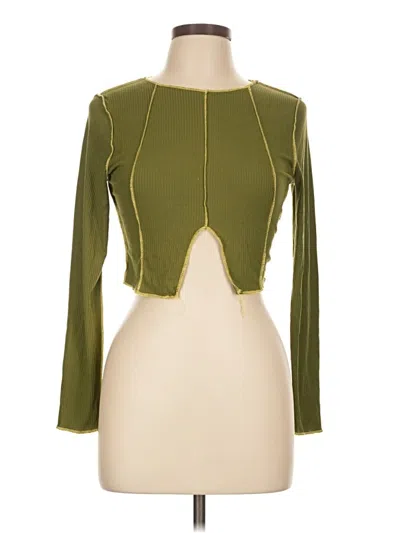 Pre-owned Love J Long Sleeve Top Green Keyhole Neckline Tops