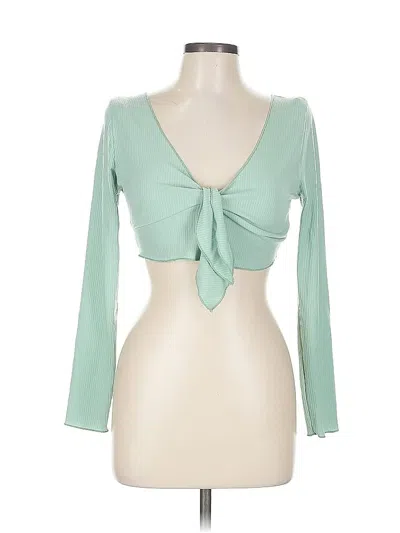 Pre-owned Love J Long Sleeve Top Green Sweetheart Neckline Tops