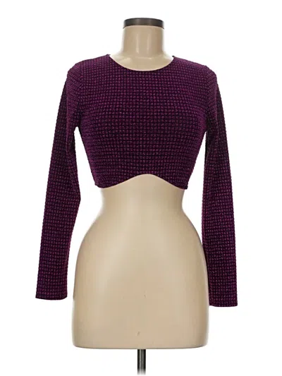 Pre-owned Love J Long Sleeve Top Purple Square Neckline Tops