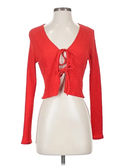 Pre-owned Love J Long Sleeve Top Red Sweetheart Neckline Tops