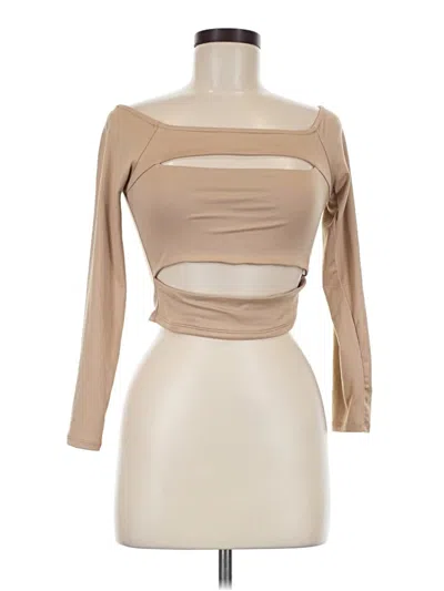 Pre-owned Love J Long Sleeve Top Tan One Shoulder Neckline Tops