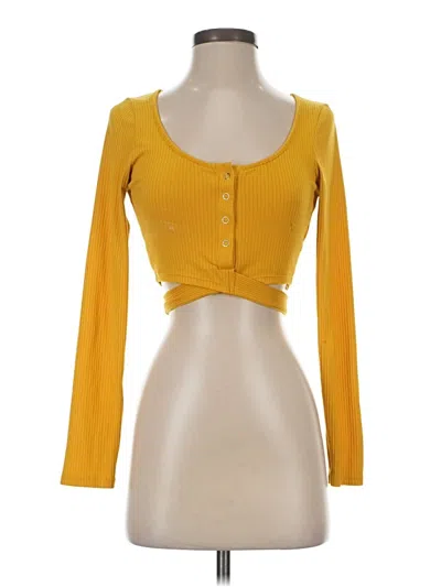 Pre-owned Love J Long Sleeve Top Yellow Sweetheart Neckline Tops