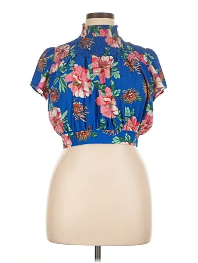 Pre-owned Love J Short Sleeve Blouse In Blue