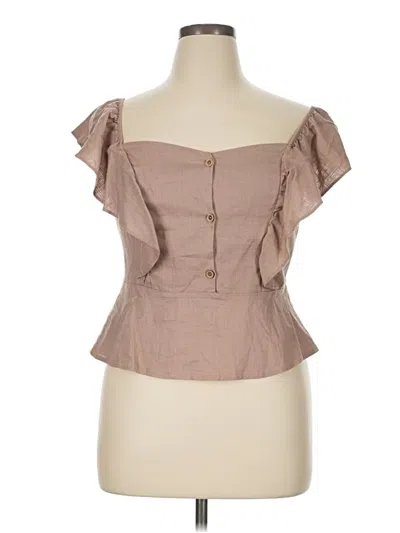 Love J Short Sleeve Blouse In Brown