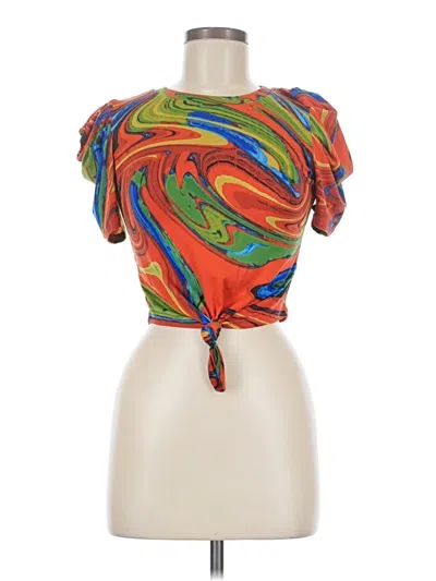 Pre-owned Love J Short Sleeve Blouse In Orange