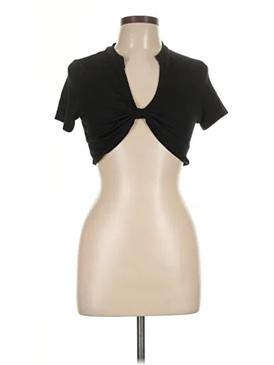 Pre-owned Love J Short Sleeve Top Black Keyhole Neckline Tops