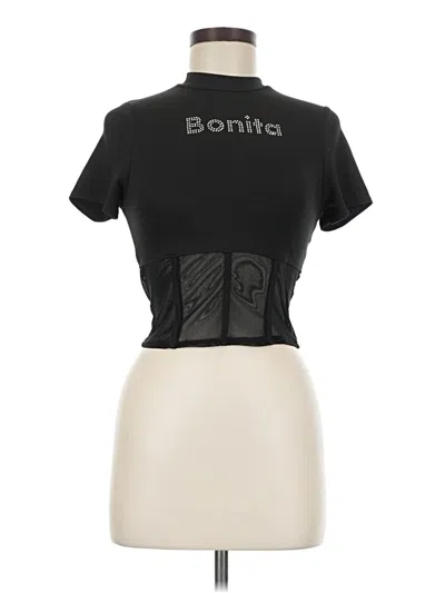 Pre-owned Love J Short Sleeve Top Black Keyhole Neckline Tops