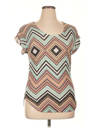 Pre-owned Love J Short Sleeve Top Brown Scoop Neck Tops