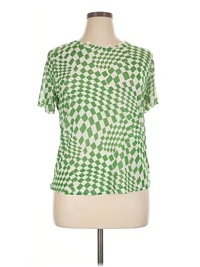 Pre-owned Love J Short Sleeve Top Green Square Neckline Tops