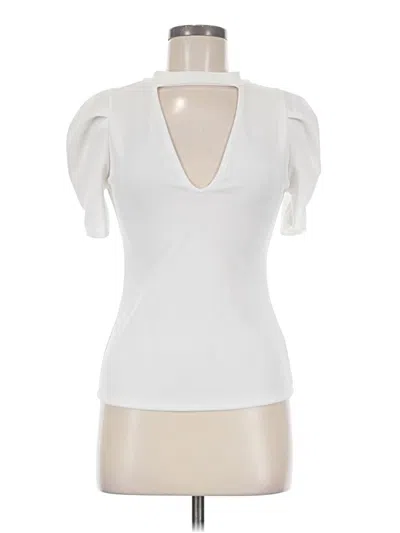 Pre-owned Love J Short Sleeve Top White Keyhole Neckline Tops