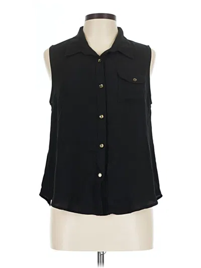 Pre-owned Love J Sleeveless Button Down Shirt In Black