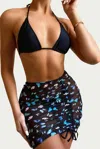 LOVE J STYLE BUTTERFLY SKIRT THREE-PIECE BIKINI SET IN BLACK