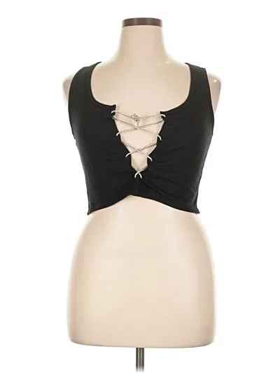 Pre-owned Love J Tank Top Black Keyhole Neckline Tops