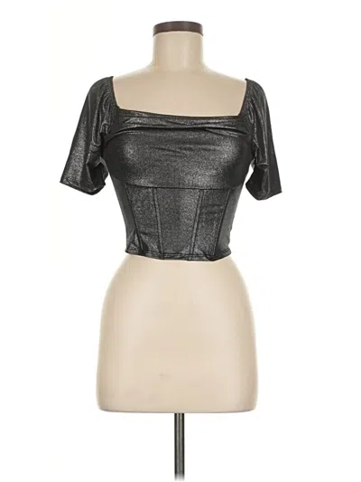 Pre-owned Love J Tube Top Silver Metallic Pattern Square Neckline Tops