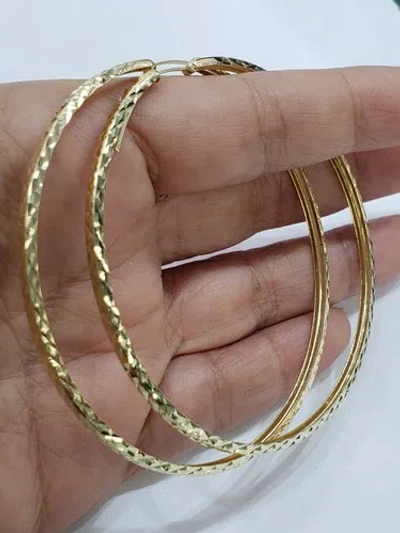Pre-owned Love Jewels Inc Large Big 14k Yellow Gold Hoop Earrings 2.75 Inches Long 70 Mm