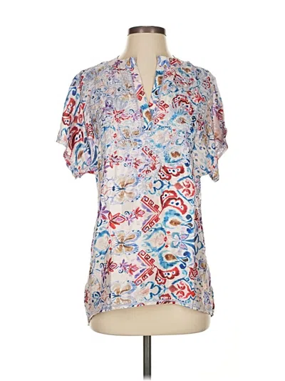 Pre-owned Love Kyla Short Sleeve Blouse In Blue