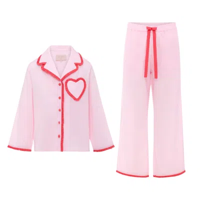 Love Letters X Women's Pink Dolce Soft Rosa Pyjama Set - Organic Cotton