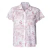 Love Letters X Women's Pink / Purple Pink & White Jaipur Toile Scallop Detail Cap Sleeve Blouse In Pink/purple