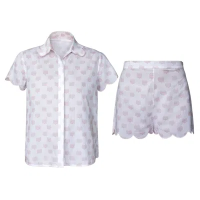 Love Letters X Women's Pink / Purple / White Pink & White Jaipur Paisley Pajama Shortie Set In Pink/purple/white
