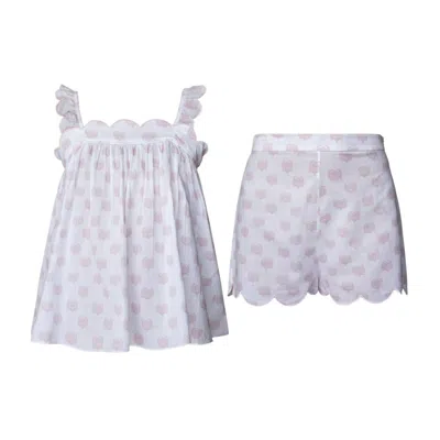 Love Letters X Women's Pink / Purple / White Pink & White Paisley Babydoll Shortie Pajama Set In Pink/purple/white