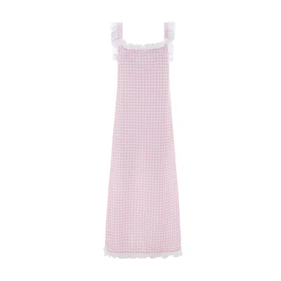 Love Letters X Women's Pink / White Dolce Gingham Rosa Sleep Dress - Long