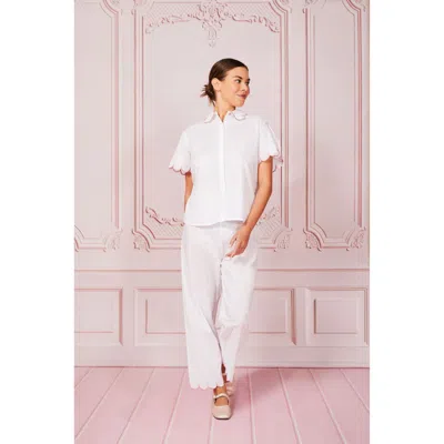 Love Letters X Women's White Organic Cotton Capsleeve Pj Pant Set