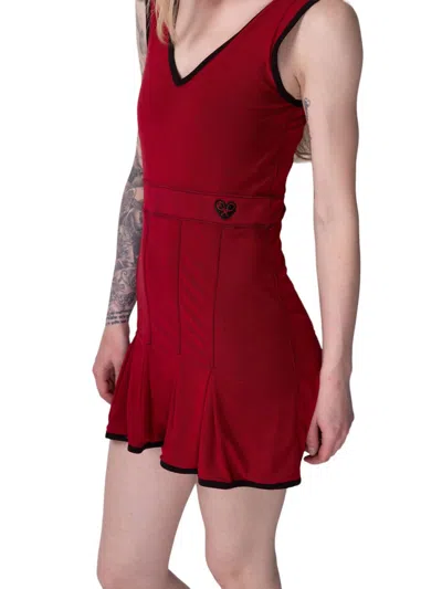 Love Love Tennis Mesh Angelina Court Tennis Dress In Dark Red